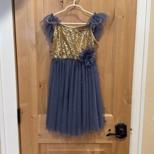 Weissman Dance Costume RN64830, LC, Blue & Gold with flower
